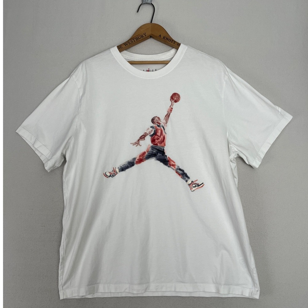 Jordan Mens White Watercolor Jumpman Graphic T-Shirt FN5980-100 XXL